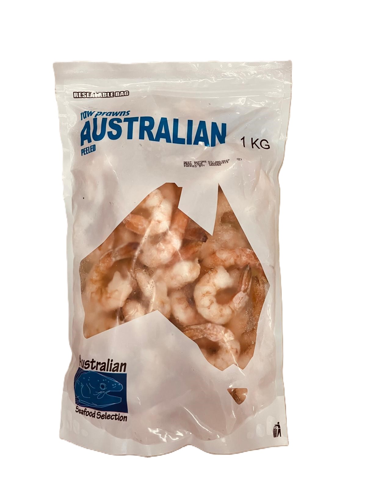 Australian Frozen King tail-on Prawns 1kg